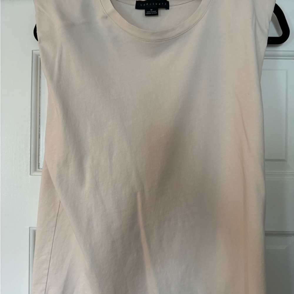 Beige Sleeveless Top shoulders padded